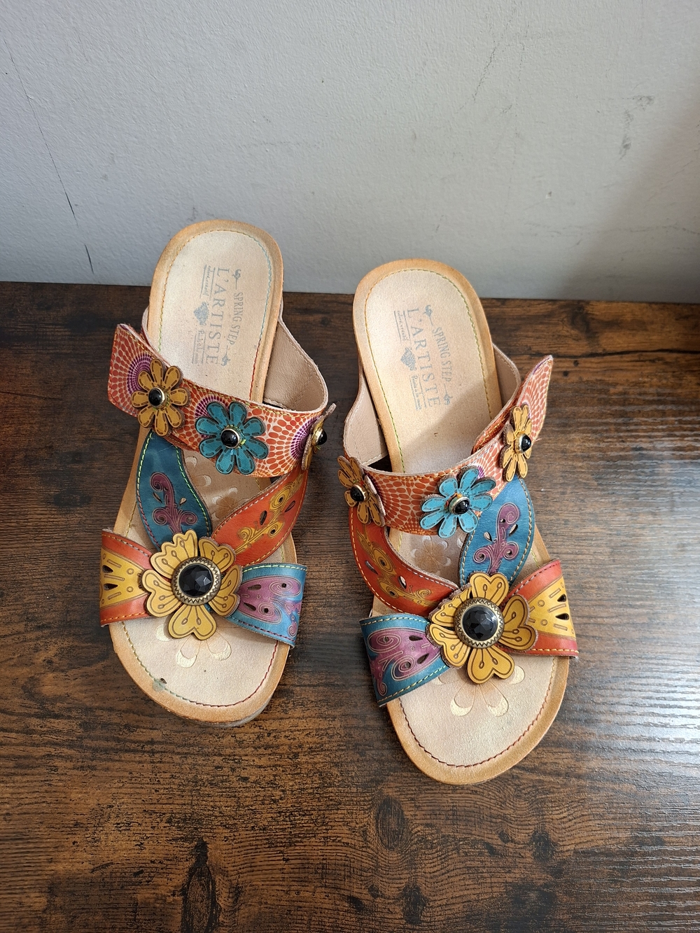 Spring Step L’Artiste Arias-MGOM Sandals EU 41 US 10–10.5 Hand-Painted Leather.